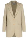 Max Mara Longline Textured Wool Jacket With Rear Vents In Neutrals