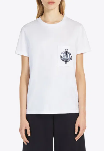 Max Mara Acacia Logo Pocket Jersey T-shirt In White