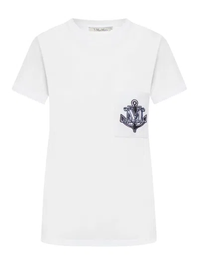 Max Mara Acacia Logo Pocket Jersey T-shirt In White