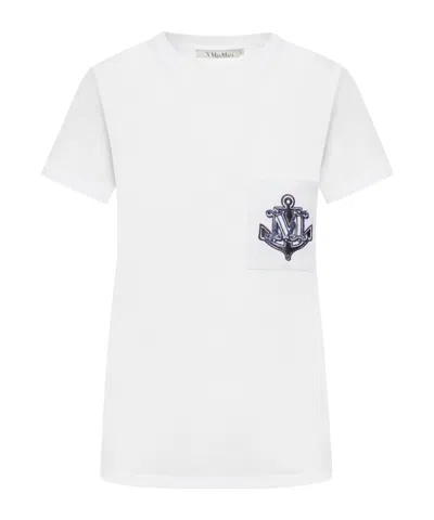 Max Mara Acacia Logo Pocket Jersey T-shirt In White