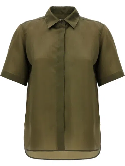 Max Mara Tailored Short Sleeve Collared Shirt In Green