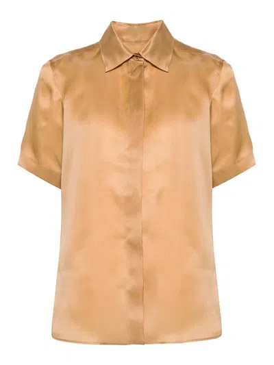 Max Mara Acanto123 Short Sleeve Organdy Shirt Clothing In Gold