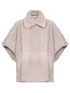 Max Mara Accessori Beige Teddy Fabric Tebe1 Cape In Neutral