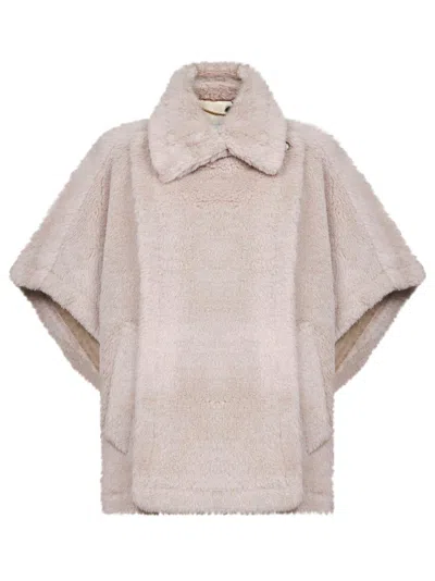 Max Mara Accessori Beige Teddy Fabric Tebe1 Cape In Neutral