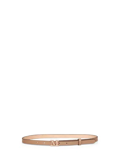 Max Mara Accessori Clay Leather Mgraziata Monogram Belt