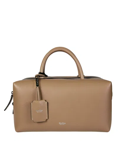 Max Mara Accessori Skippers Textured-leather Shoulder Bag In Brown