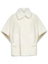 Max Mara Accessori White Teddy Fabric Tebe1 Cape In Neutral