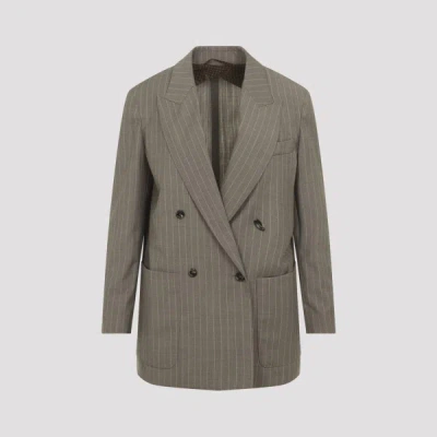 Max Mara Acciaio Pinstripe Jacket 42 In Brown