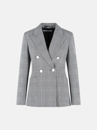 Max Mara 'accordo' Blazer In Blue And White Virgin Wool In Gray
