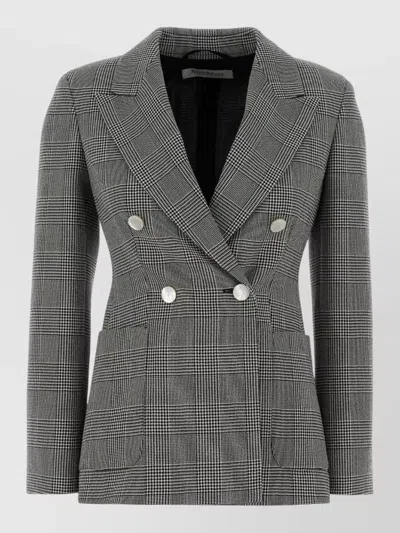 Max Mara Accordo Wool Blazer Double Breasted Check In Multi
