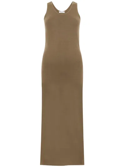Max Mara 'aceri' Dress In Hazelnut-colored Wool  In Green