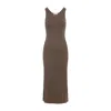 Max Mara Aceri Knit Long Dress In Brown