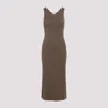Max Mara Nut Brown Virgin Wool Aceri Knit Long Dress In Brown