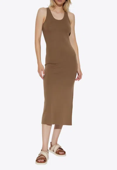 Max Mara Aceri Wool Knit Midi Dress In Brown