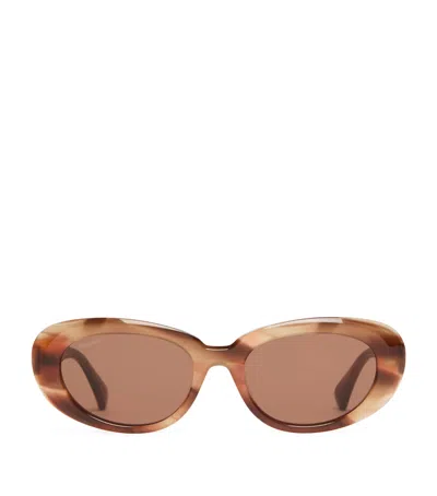 Max Mara Acetate Oval Sunglasses In Burgundy