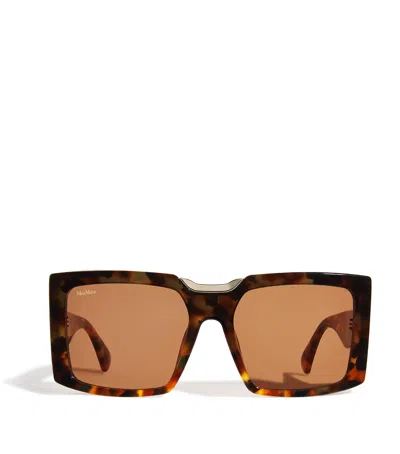 Max Mara Acetate Oversized Square Sunglasses In Metallic