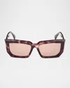 Max Mara Acetate Rectangle Sunglasses In Camel Spotted Havana/brown