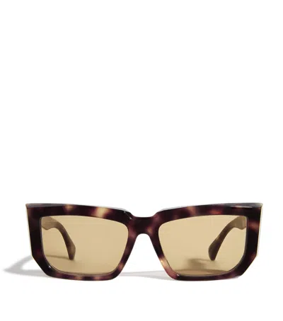Max Mara Acetate Rectangular Sunglasses In Metallic