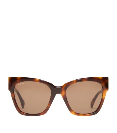 Max Mara Acetate Tortoiseshell Butterfly Sunglasses In Beige