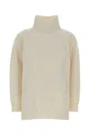 Max Mara Cashmere Aceti Sweater Featuring Ribbed Turtleneck In White