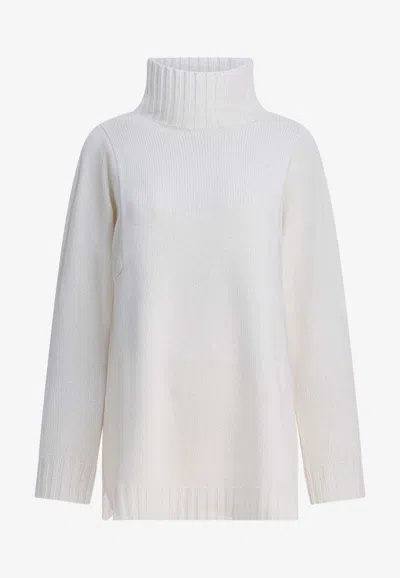 Max Mara Aceti Cashmere High-neck Sweater In White