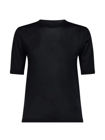 Max Mara Aceti Short-sleeve Sweater In Black