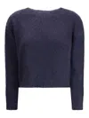 Max Mara Turtleneck Sweater In Brushed Mohair-blend Yarn In Blue