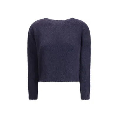 Max Mara Turtleneck Sweater In Brushed Mohair-blend Yarn In Purple