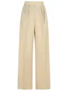 Max Mara Sand Wool Acinoso Wide-leg Pant In Neutral