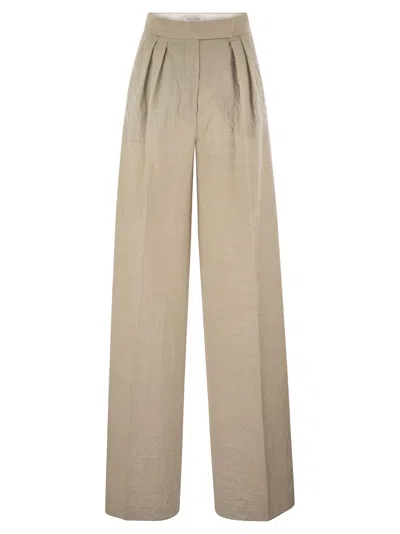 Max Mara Linen Trousers With Pleats In Beige