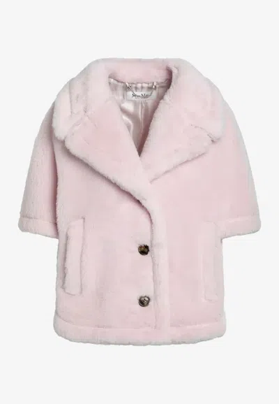 Max Mara Acorvinolny Short Teddy Coat In Pink