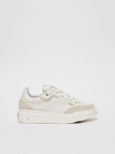 Max Mara Activegreen Trainers In Chrome-free Leather In White