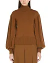 Max Mara Wide-sleeve Wool Pullover In Tobacco