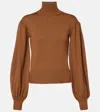 Max Mara Acume Virgin Wool Turtleneck Sweater In Brown