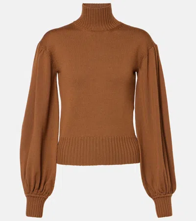 Max Mara Acume Virgin Wool Turtleneck Sweater In Brown