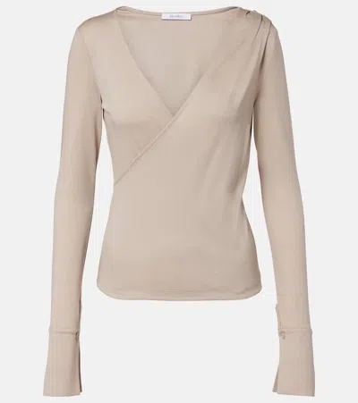Max Mara Adagio Virgin Wool Wrap Top In Brown