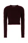 Max Mara Mohair Blend Cropped Sweater With Long Sleeves In Burgundy