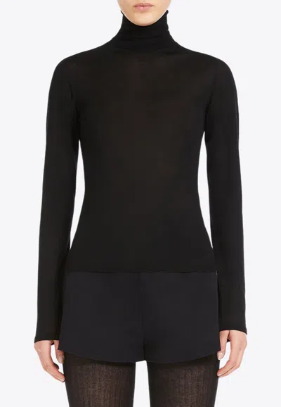 Max Mara Adda Cashmere Yarn High-neck Sweater In Black