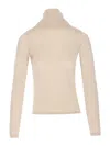 Max Mara High Neck Wool Sweater With Long Sleeves In Beige