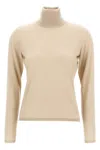Max Mara 'swift' Ribbed Turtleneck Sweater With Long Sleeves In Neutral