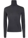 Max Mara Cozy Turtleneck Knit Sweater With Long Sleeves In Gray