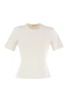 Max Mara Ivory Stretch Viscose Blend T-shirt In White
