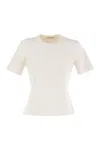 Max Mara Ivory Stretch Viscose Blend T-shirt In White