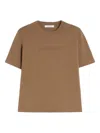 Max Mara Adelio Embossed-logo Short-sleeve T-shirt In Brown