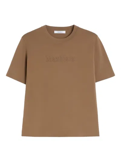 Max Mara Adelio Embossed-logo Short-sleeve T-shirt In Brown