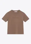 Max Mara Adelio Embossed-logo Short-sleeve T-shirt In Brown