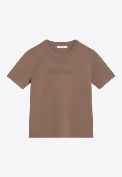 Max Mara Adelio Embroidered Logo T-shirt In Brown