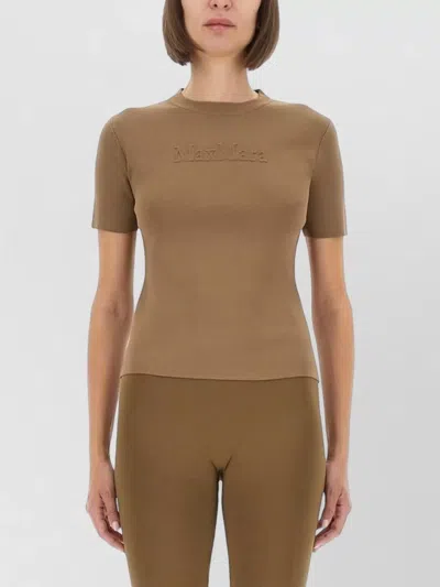 Max Mara Adelio Fitted T Shirt Short Sleeves In Brown