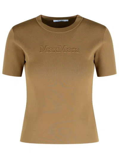 Max Mara Adelio Hazelnut Viscose Blend T-shirt In Brown