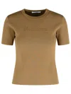 Max Mara Adelio Embossed-logo Short-sleeve T-shirt In Brown